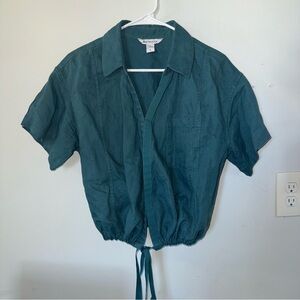Athleta | Teal Tie-Front Shirt | Size M